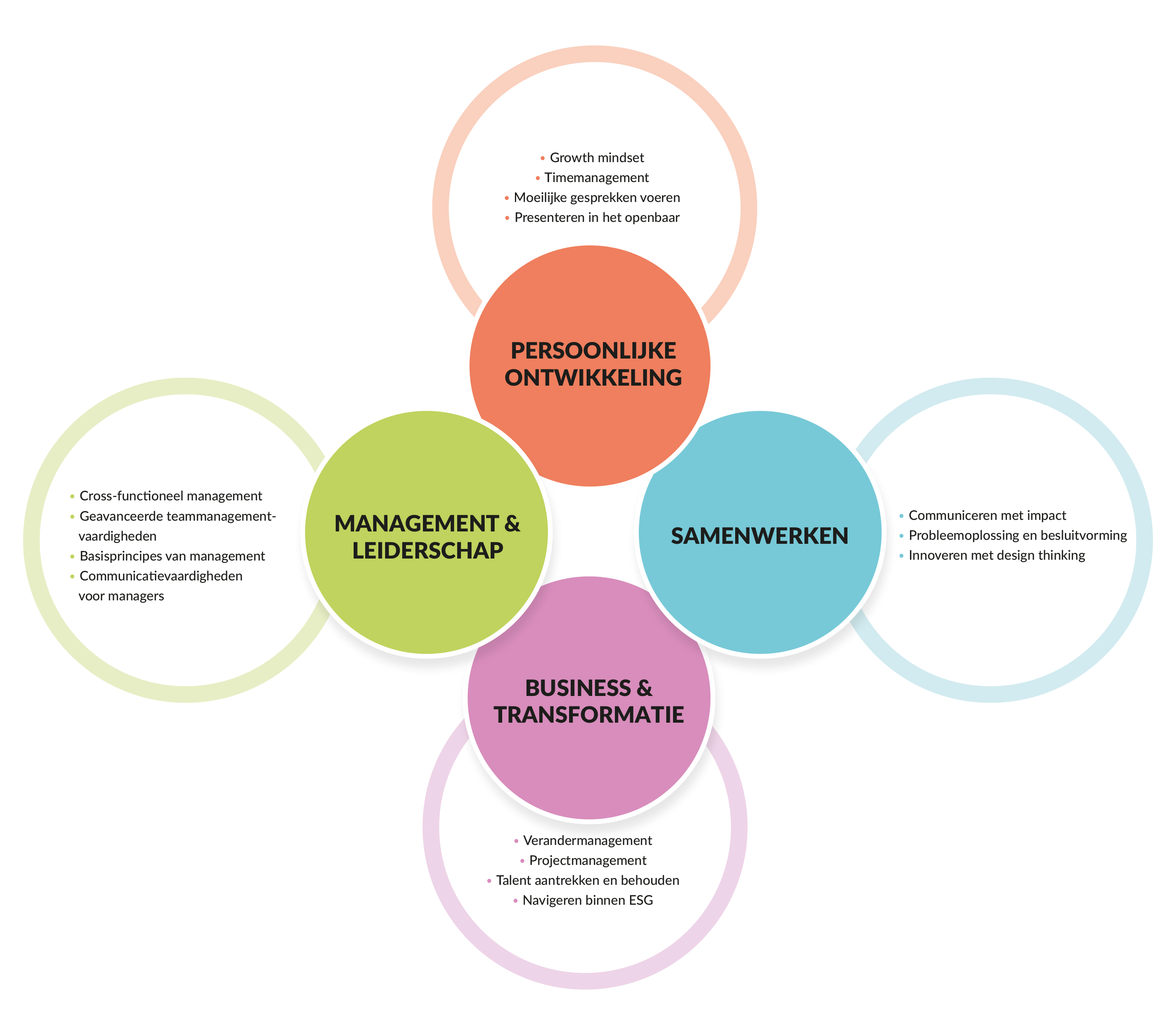 Afbeelding met overzicht van de skills-trainingen.